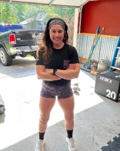 Invictus Masters athlete Megan Ruble in her home gym.