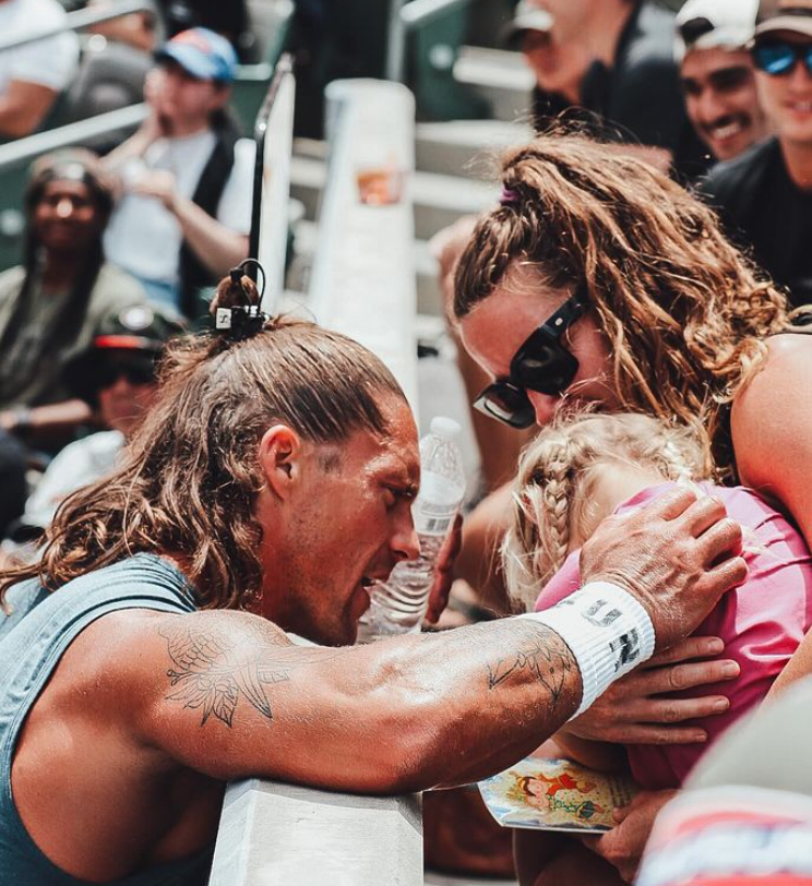 Sam Dancer with his family at a competition.