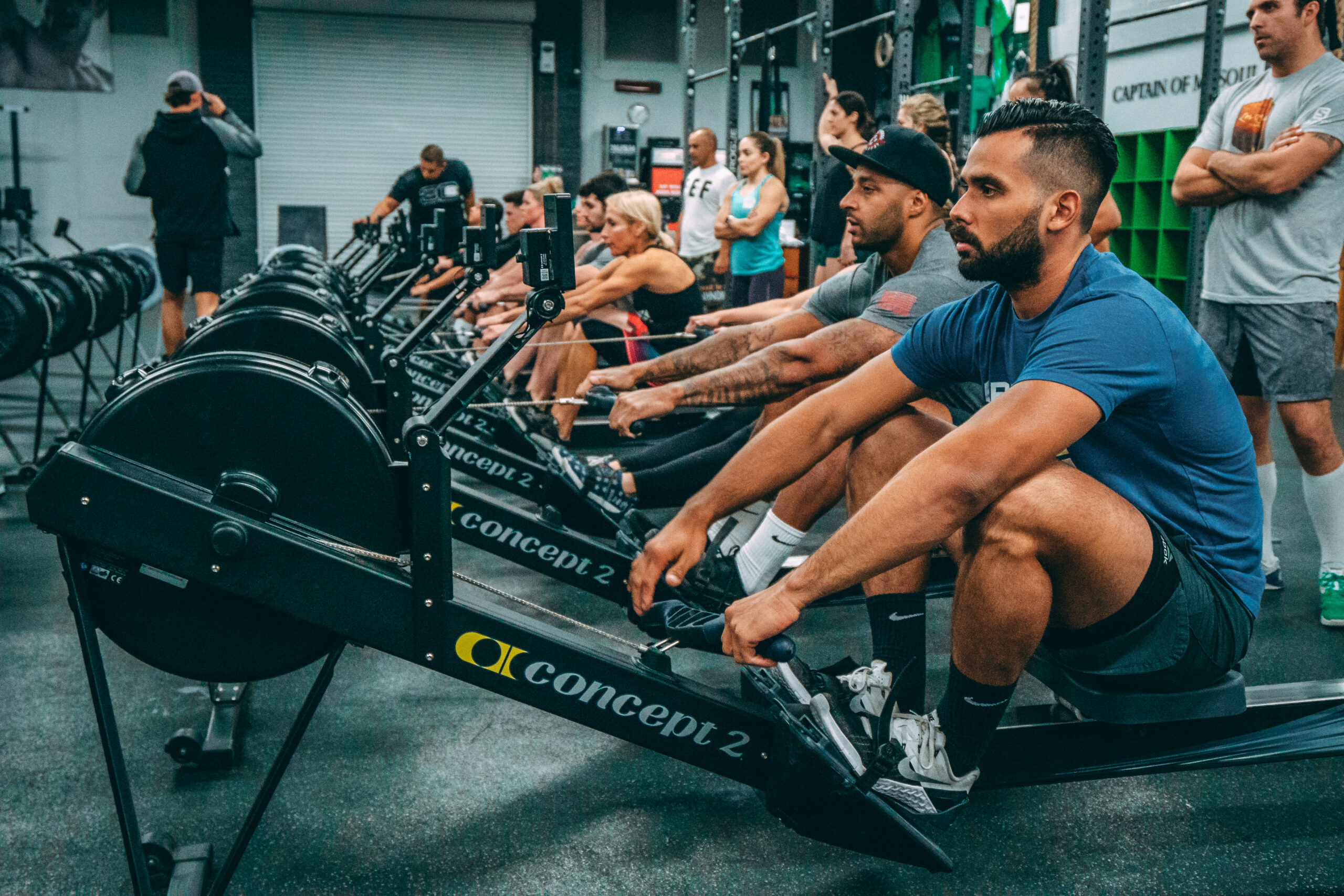 Group of people rowing