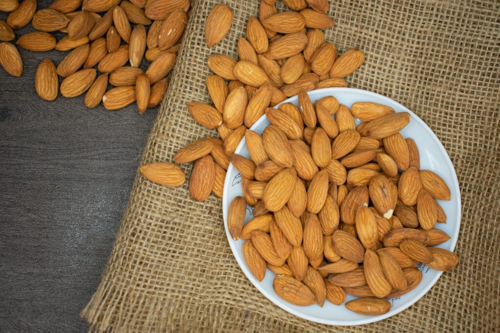 Some healthy almonds as a snack 